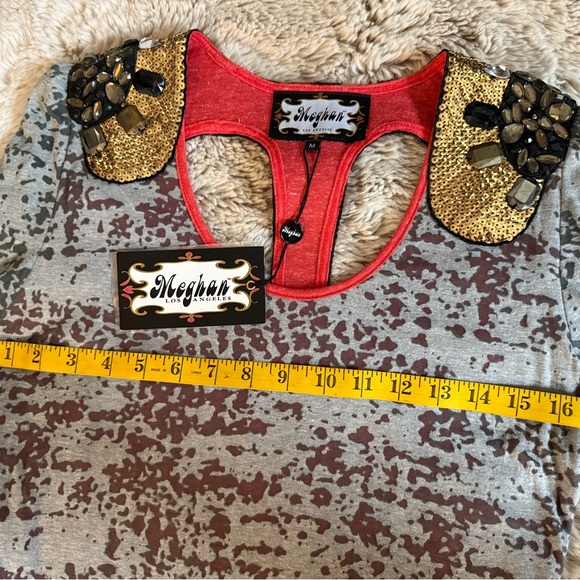 Meghan LA Dress Embellished Sparkle Backless Sequins Jewels Medium with Stretch - Picture 6 of 9